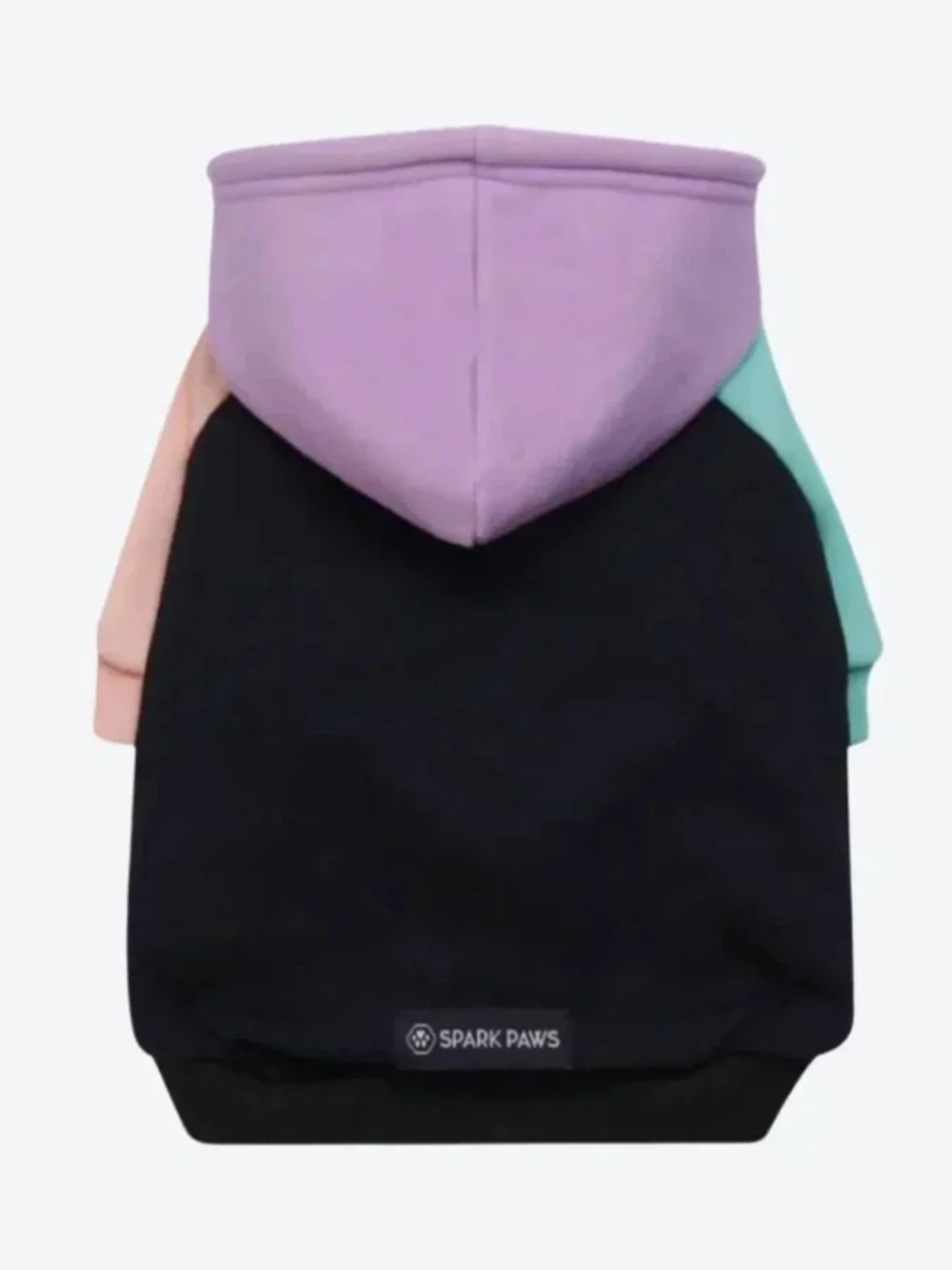 Cyber Punk Color Block Dog Hoodie Sweater Pastel Black Teal Size S